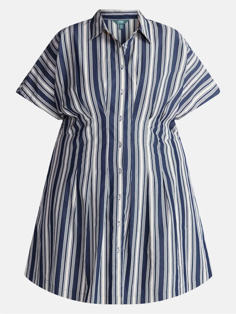 Terra & Sky Women's Plus Mini Fit And Flare Shirt Dress , Sizes 0X-5X | Walmart (US)