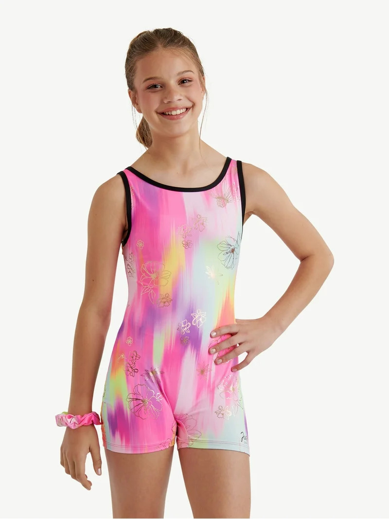 Justice Twist Back Gymnastics Biketard for Girls with Scrunchie, Sizes XS-XL | Walmart (US)