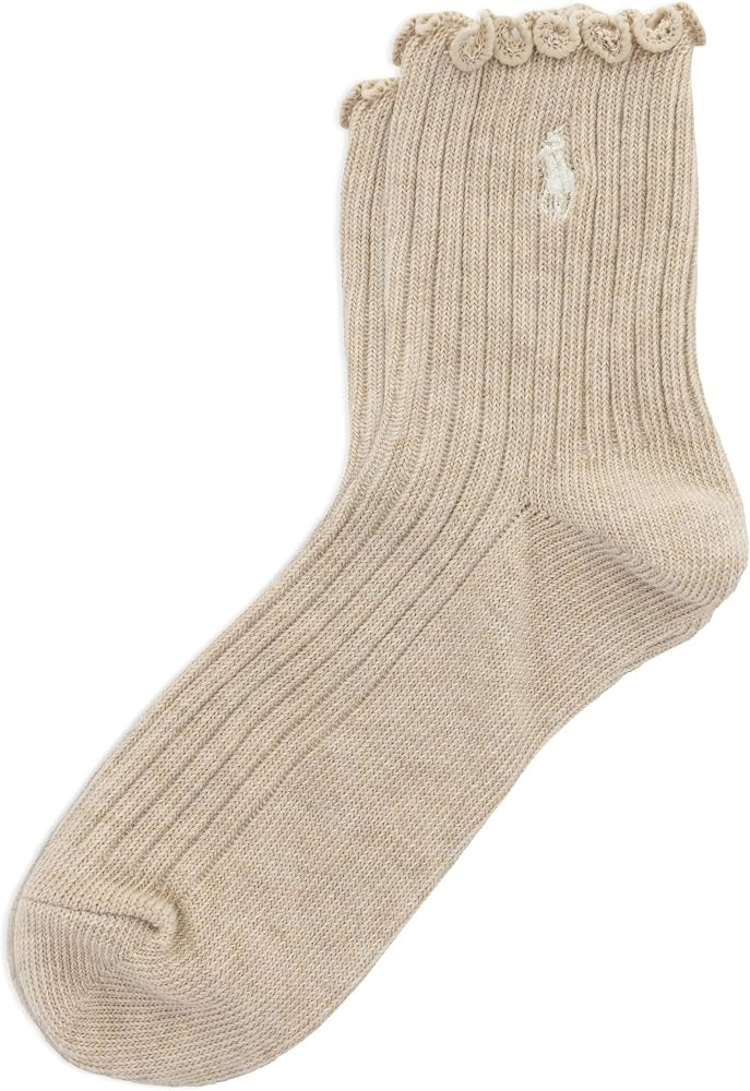 POLO RALPH LAUREN Women's Lettuce Edge Cotton Ruffle Ankle Socks, 1 Pair | Amazon (US)