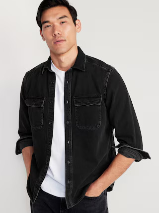 Black Jean Utility Workwear Shirt for Men | Old Navy (US)