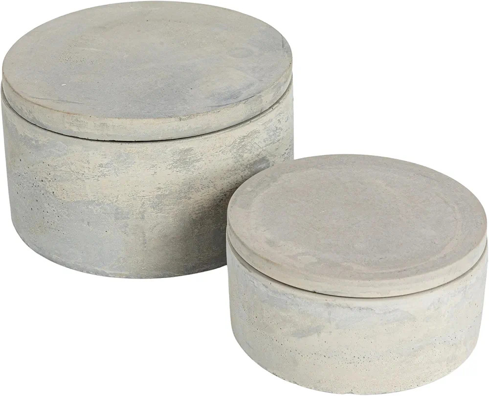 Bloomingville A75500081 Set of 2 Grey Round Decorative Cement Lids Boxes | Amazon (US)