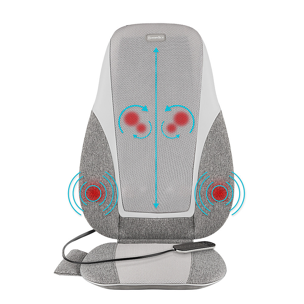 Homedics - Shiatsu + Kneading & Vibration Massage Cushion with Heat - Gray | Best Buy U.S.