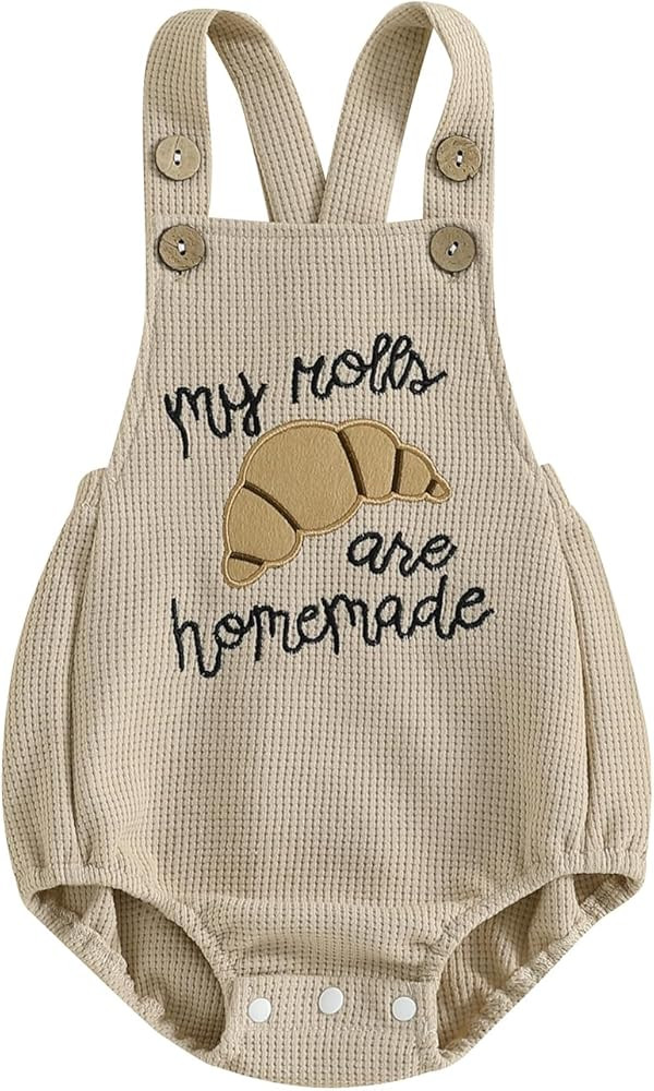 Thanksgiving Baby Girl Boy Outfit My Rolls are Homemade Romper Overalls Turkey Waffle Bodysuit Ba... | Amazon (US)
