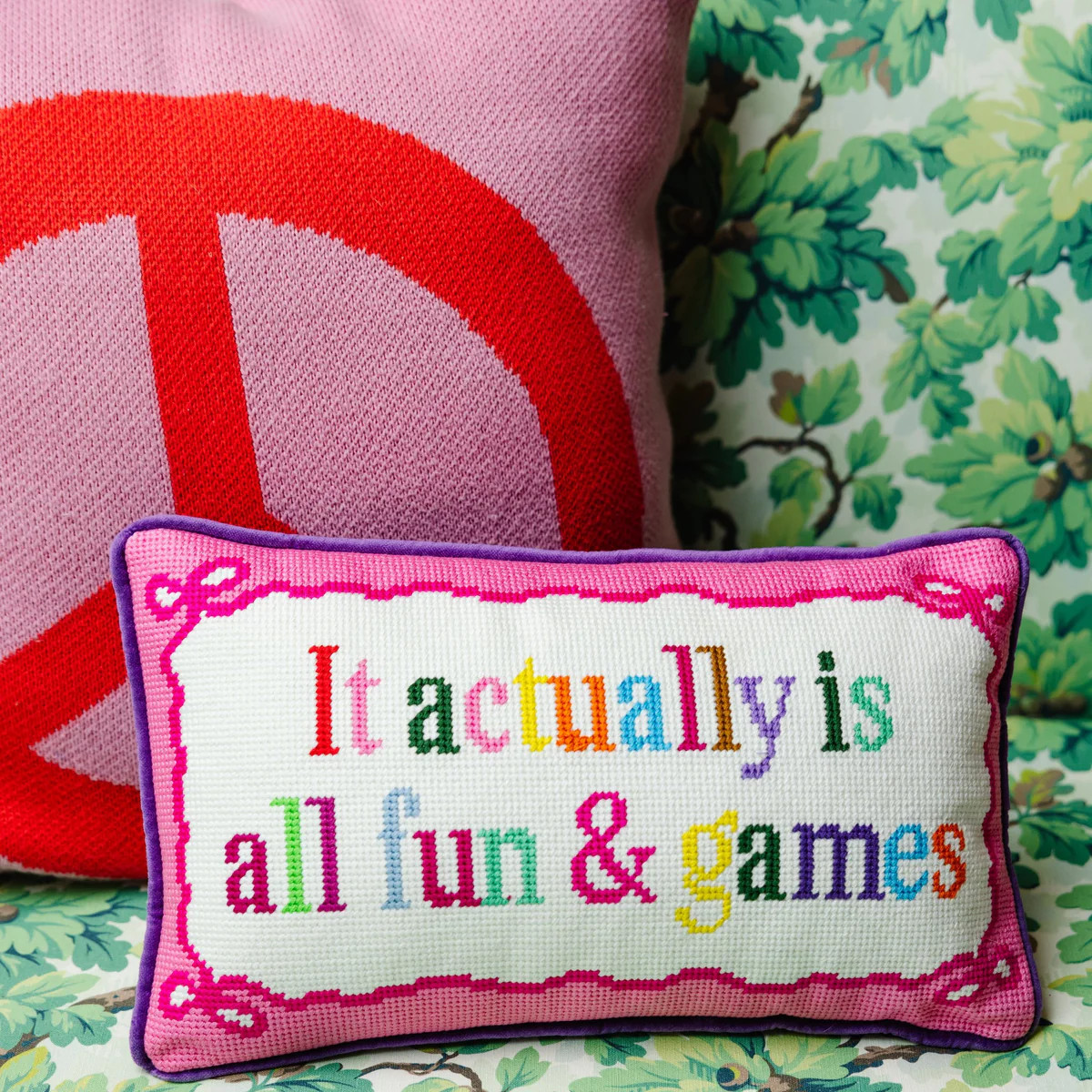 Furbish Studio - Fun And Games Needlepoint Pillow | Furbish Studio