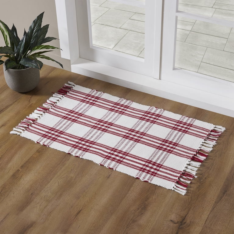 Indoor/Outdoor Plaid Accent Rug, Red and White, 24" x 38", by My Texas House | Walmart (US)