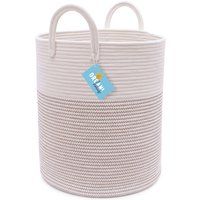 Organihaus Cotton Rope Basket | 15"" X 18"" Tall Blanket Storage With Long Handles Decorative Hamper | Etsy (US)