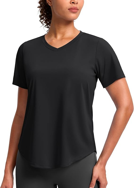 Womens Workout Shirts V-Neck Short Sleeve UPF 50+ Sun Shirt Moisture Wicking Dry Fit Top for Gym,... | Amazon (US)