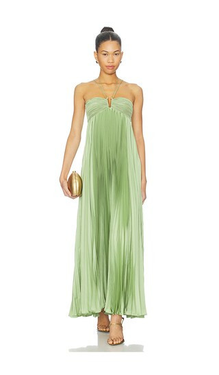 AMUR River Pleated Gown in Green. - size 0 | Revolve Clothing (Global)
