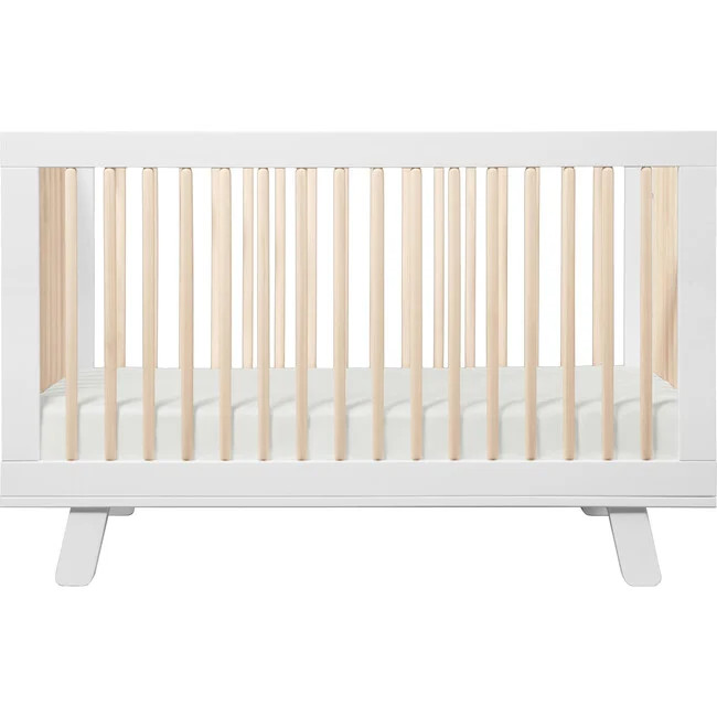 Babyletto | Hudson 3-in-1 Convertible Crib w/ Toddler Bed Conversion Kit, White/ Natural (White Beige) | Maisonette | Maisonette