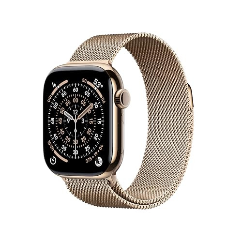 Apple Watch Series 11 [GPS + Cellular 42mm] Smartwatch with Gold Titanium Case with Gold Milanese Loop. Sleep Score, Fitness Tracker, Health Monitoring, Always-On Display, Water Resistant | Amazon (US)