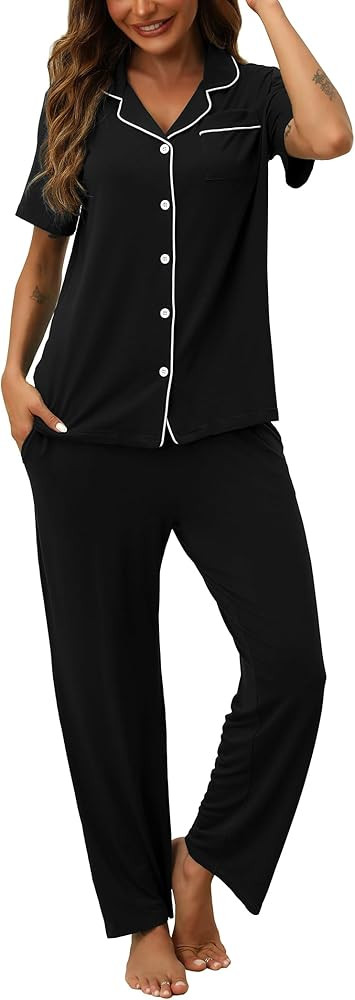 HNG Pajama Sets for Women 2 Piece Modal Pajamas for Women Set Pj Sets with Pocket XS-XXL | Amazon (US)