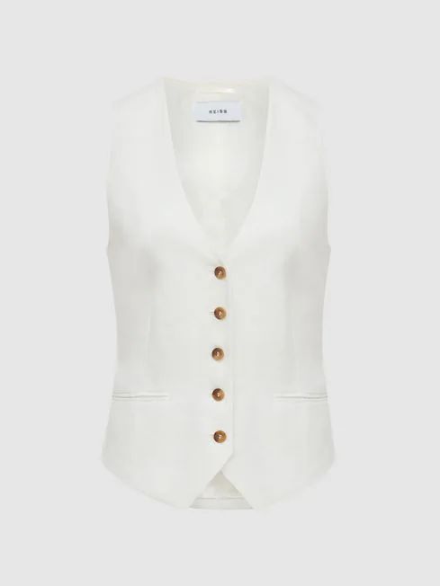 Linen Blend Waistcoat | Reiss (UK)