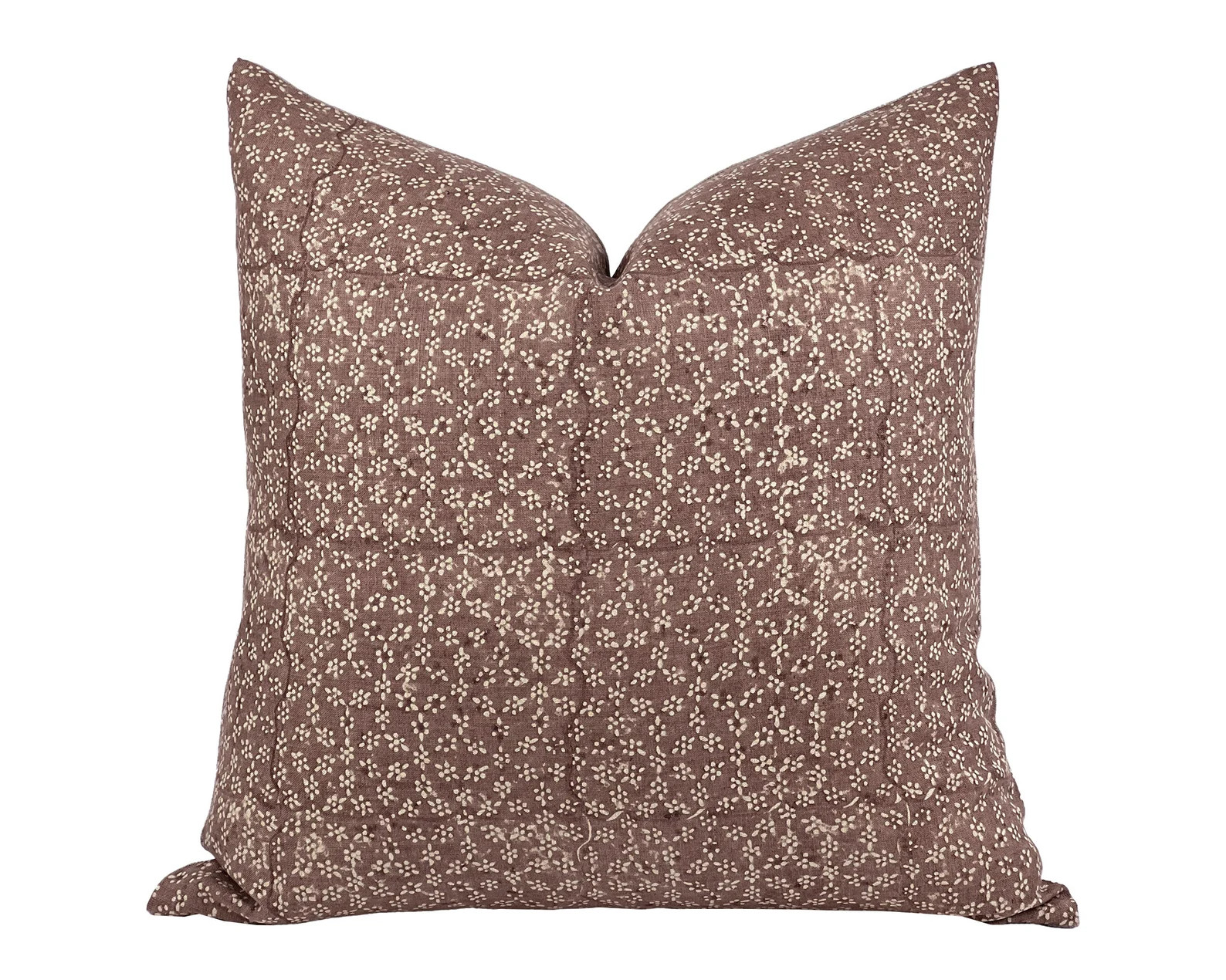 POPPY | Designer Chestnut Brown Floral Linen Pillow Cover, Block Print Pillow, Reddish Brown Pill... | Etsy (US)