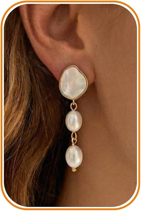 Pearl Earrings - 14K Gold/White Gold/Rose Gold Plated Cubic Zirconia CZ Diaomond Accented Pearl D... | Amazon (US)