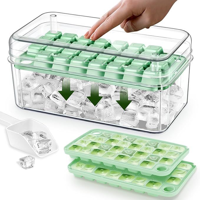 Mini Ice Cube Tray with Lid and Bin, 60 pcs Ice Cube Trays for Freezer, Ice Cube Mold, Ice Molds ... | Amazon (US)
