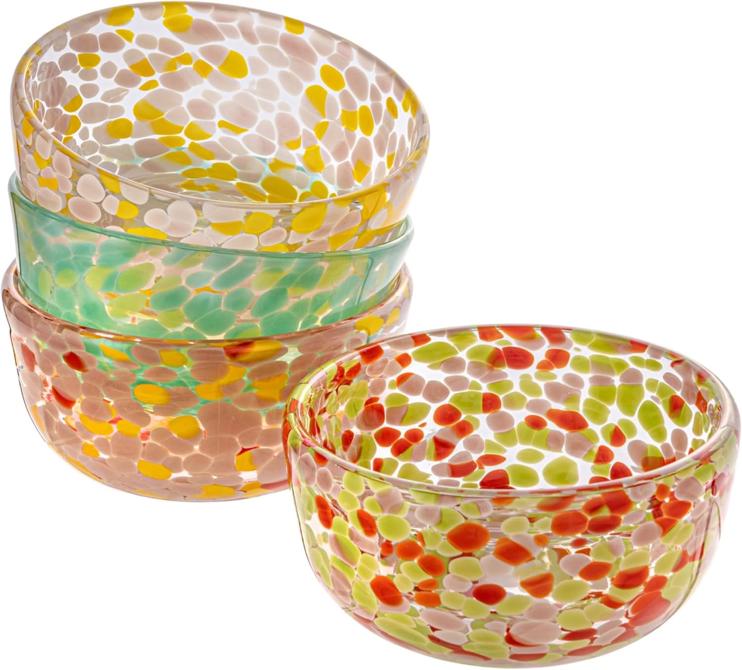 Creative Co-Op Round Glass Bowl with 4 Pattern Design Styles, Multicolor, Set of 4 | Amazon (US)