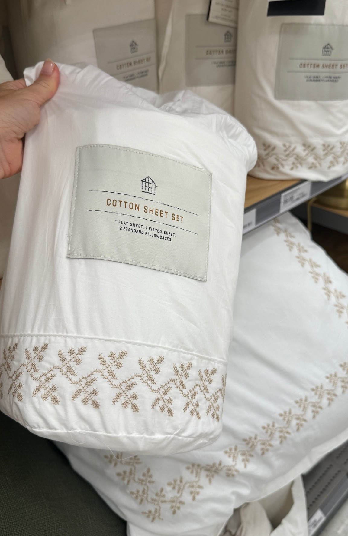 New embroidered cotton sheets from Hearth & Hand at Target for fall 🍂