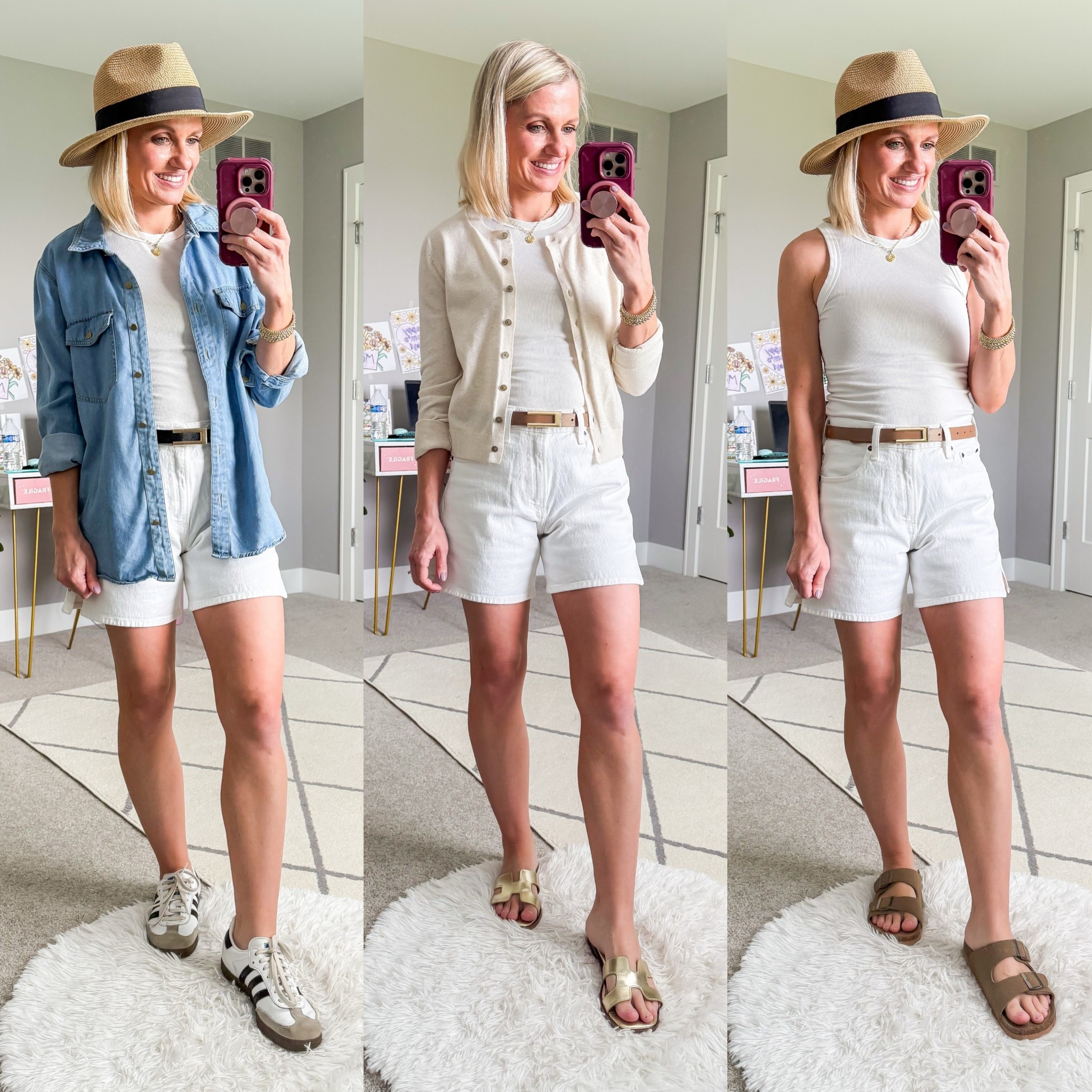 Summer capsule wardrobe outfits with white shorts and a white tank top  

#LTKOver40 #LTKStyleTip #LTKSeasonal