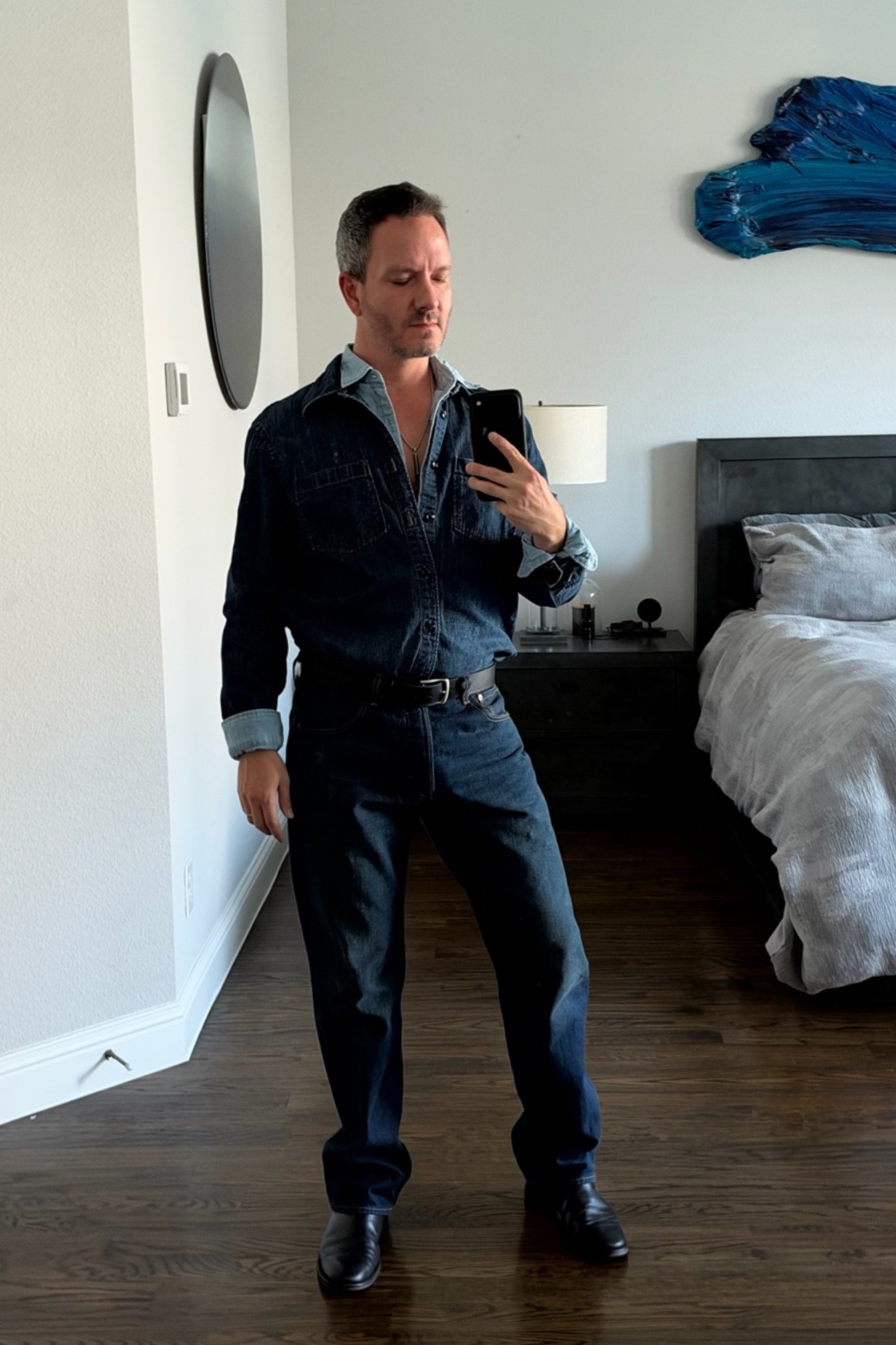 Denim on denim on denim. Also known as the updated version of the Canadian tuxedo! You’ll be seeing denim shirts all season long!

#LTKootd #LTKSeasonal #LTKMens