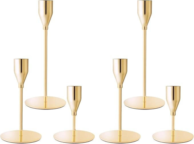 French Gold Taper Candle Holders for Wedding Table Centerpiece,Tall Taper Candlestick Holders Bul... | Amazon (US)