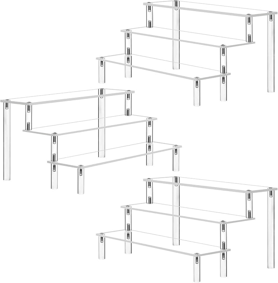 AZEAM Acrylic Riser Clear Display Stand Cologne Organizer Acrylic Shelves 3 Tier Shelf for Amiibo... | Amazon (UK)