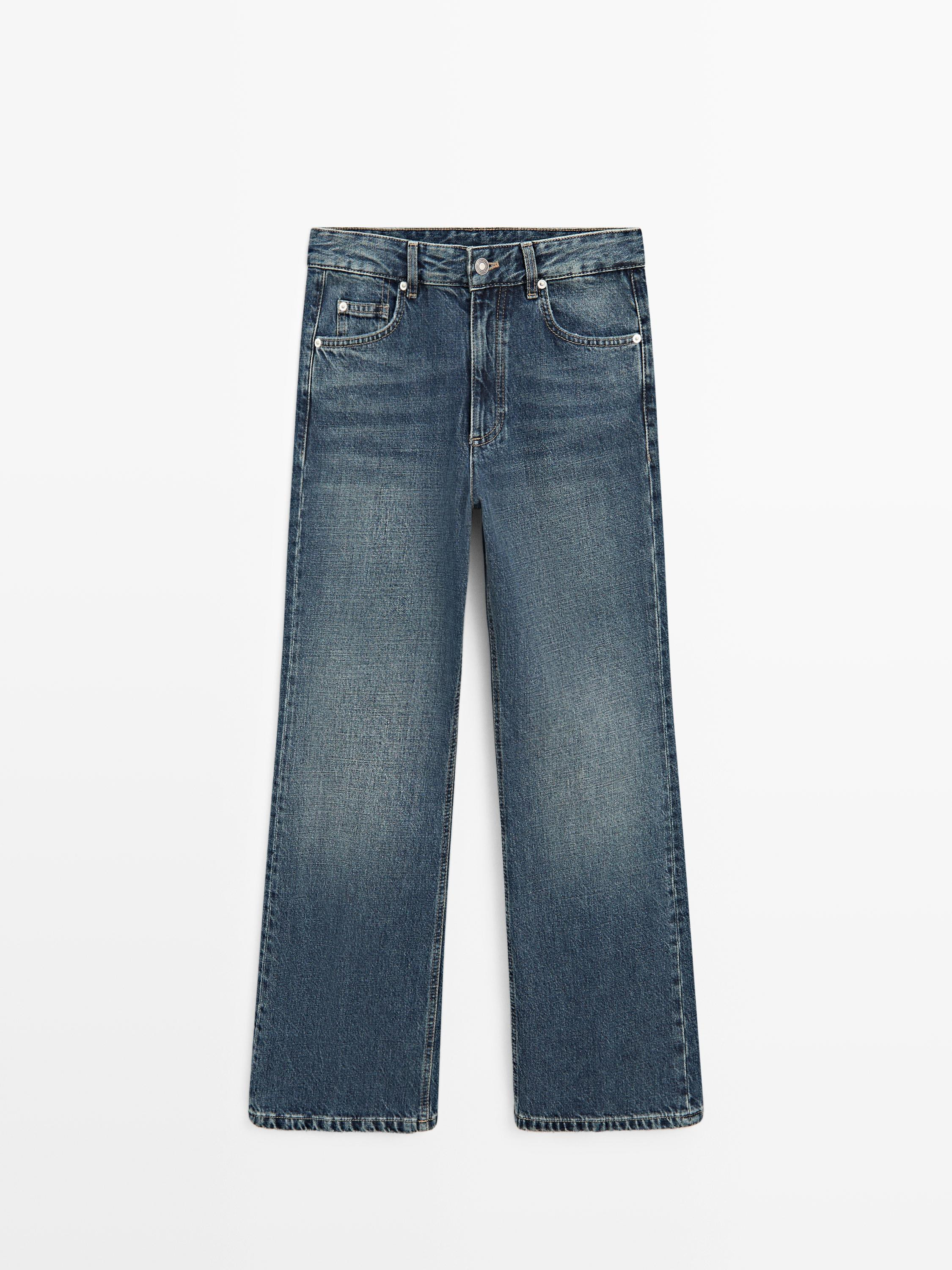 Mid-waist flare fit cropped jeans | Massimo Dutti UK