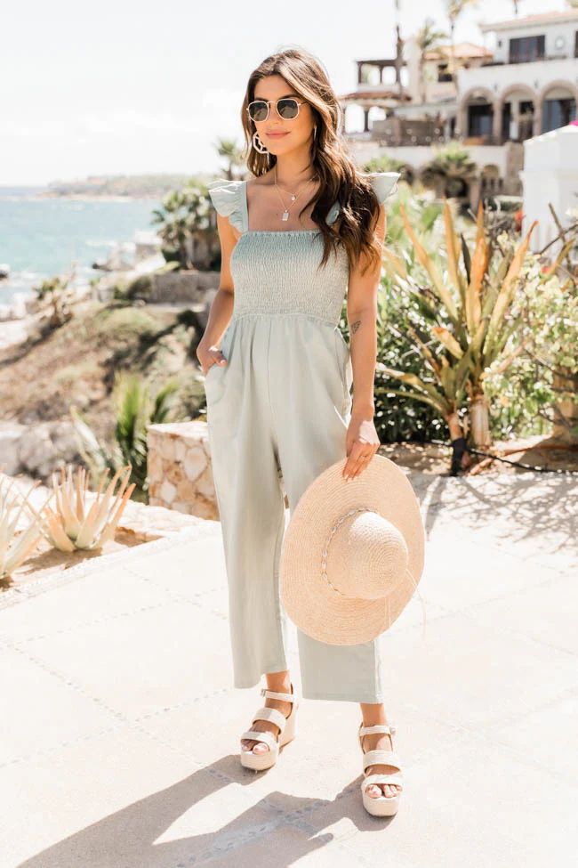 Perfectly Poised Green Jumpsuit | The Pink Lily Boutique
