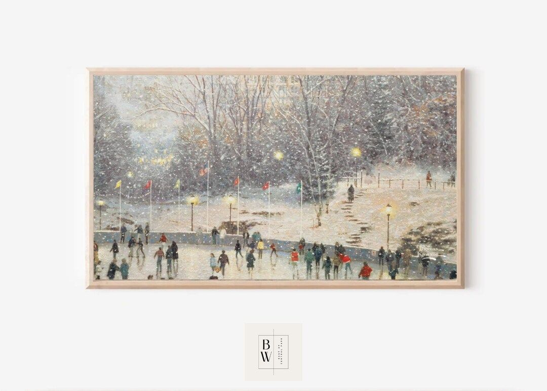 Samsung Frame TV Art | Christmas Art | New York at Christmas | Skating in the Park | Digital Down... | Etsy (US)