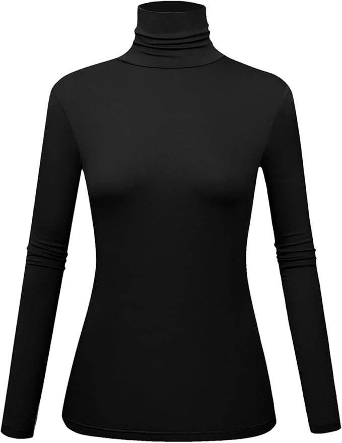 Women's Long Sleeve Turtleneck Shirts Slim Fitted Lightweight Base Layer Casual Tops | Amazon (US)