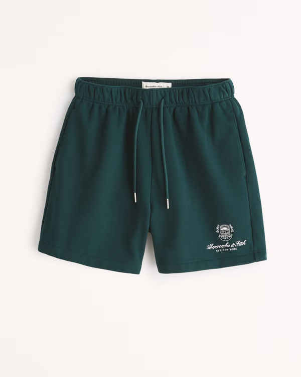 Men's Crest Logo Fleece Shorts | Men's Bottoms | Abercrombie.com | Abercrombie & Fitch (US)