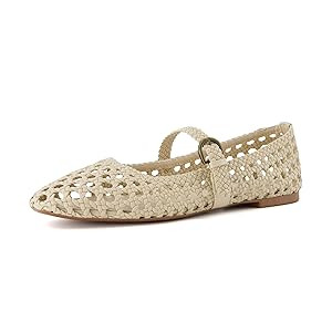 CUSHIONAIRE Weston Women’s Hand Woven Dressy Ballet Flats – Faux Leather Mary Jane with Adjus... | Amazon (US)