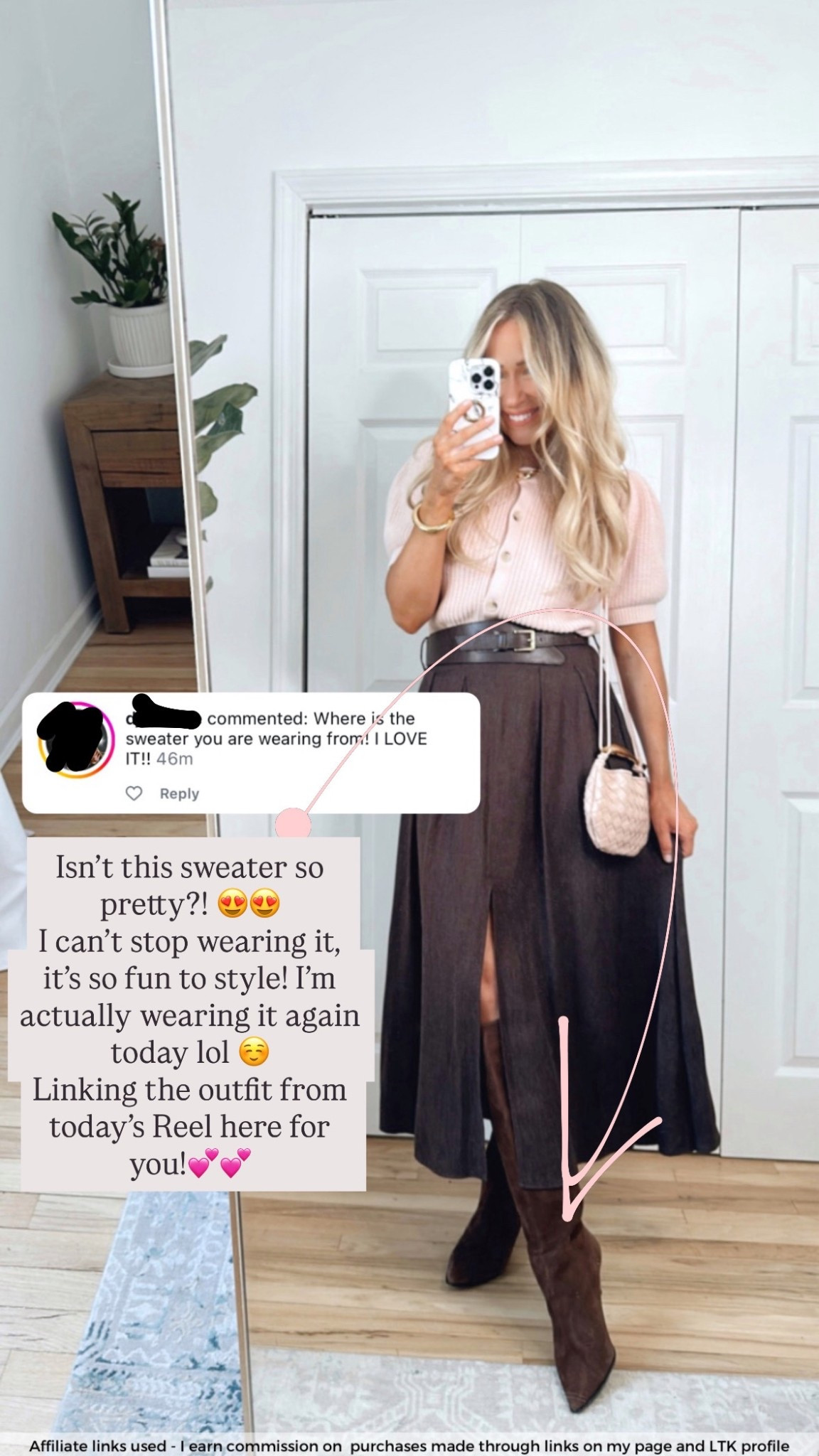 Pink sweater for spring 

Zara skirt
Spring fashion 