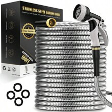 Garden Hose FT Metal Heavy Duty Water Hoses With Function Nozzles For Yard Flexible Puncture Resistant Never Kink Tangle AntiRust Outdoor Water H | SHEIN