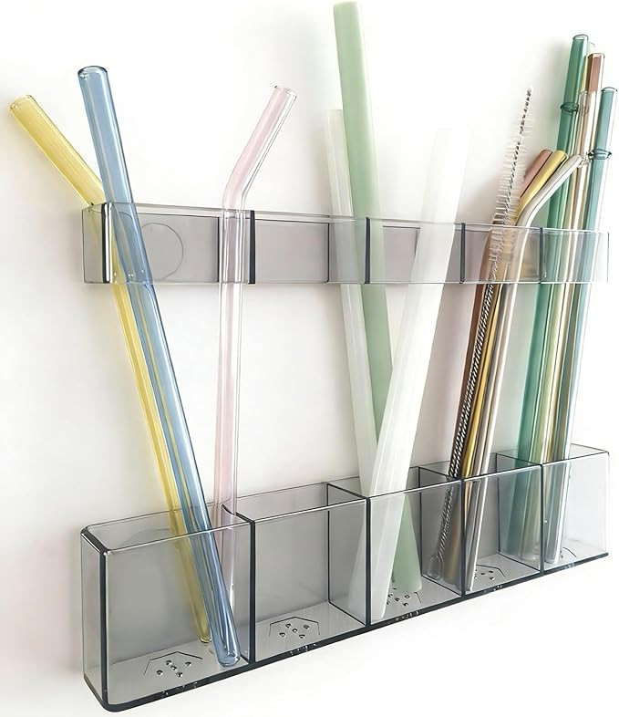 Acrylic Straw Holder for Cabinet Door - Child-Safe Organizer & Dispenser with Smooth Rounded Edge... | Amazon (US)