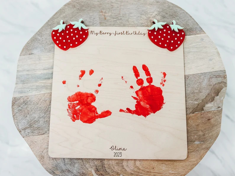 My Berry First Birthday Sign, First Birthday Handprint, First Birthday Party, Strawberry Birthday... | Etsy (US)
