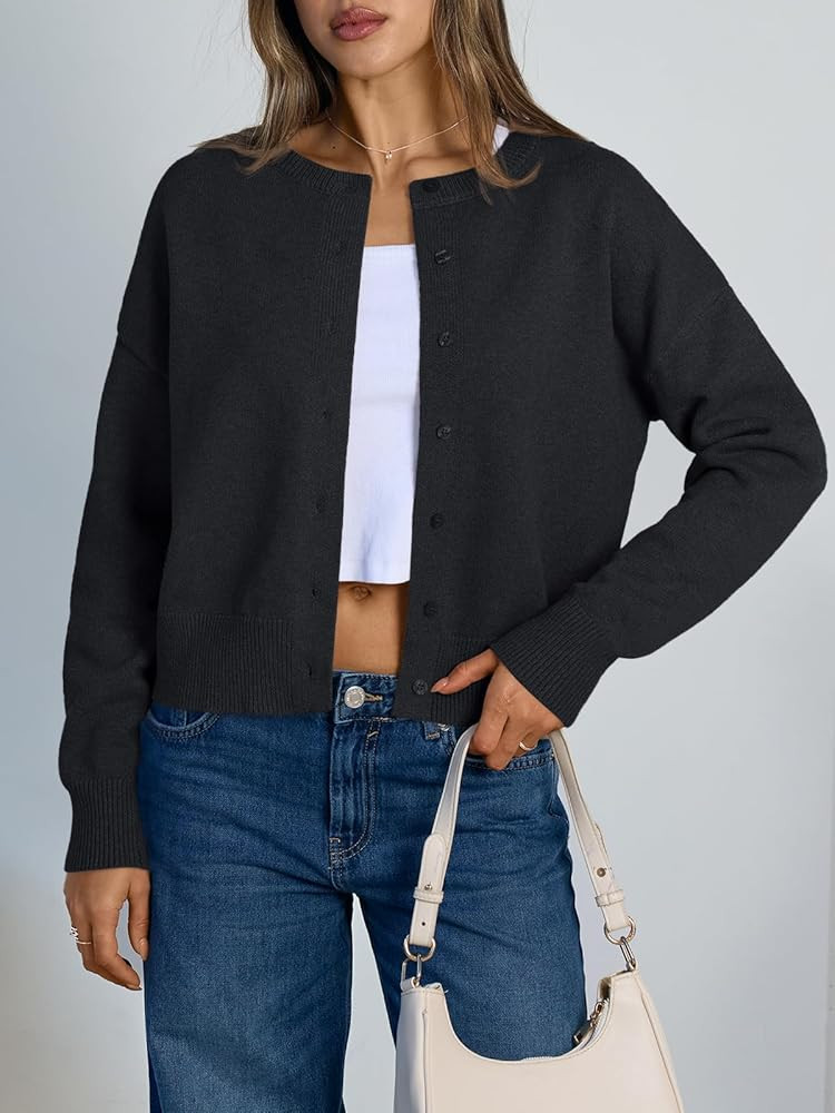 Trendy Queen Cropped Cardigan Sweaters for Women Lightweight Y2k Fall Outfits Spring Fashion Clot... | Amazon (US)