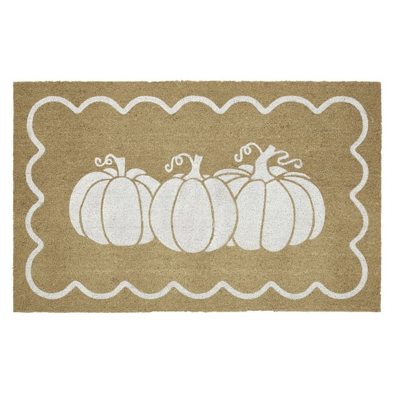 My Texas House Natural/White Pumpkin Scallop Outdoor Coir Doormat, 30" x 48" | Walmart (US)