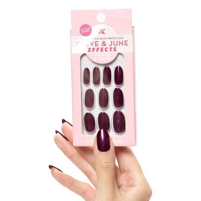 Olive & June Effects Super Stick Mani Press-On Nails | Medium, Oval | No Glue Needed | 32 Tab Nai... | Amazon (US)