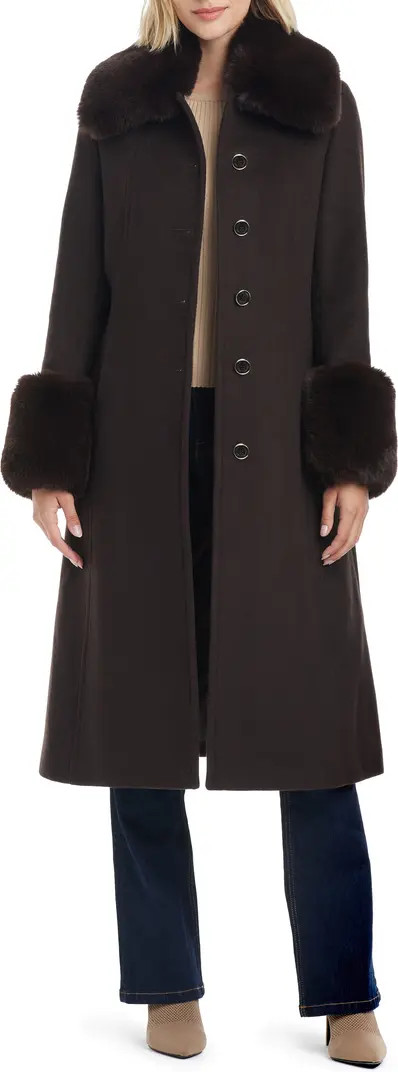 Vince Camuto Wool Blend Coat with Removable Faux Fur Collar and Cuffs | Nordstrom | Nordstrom