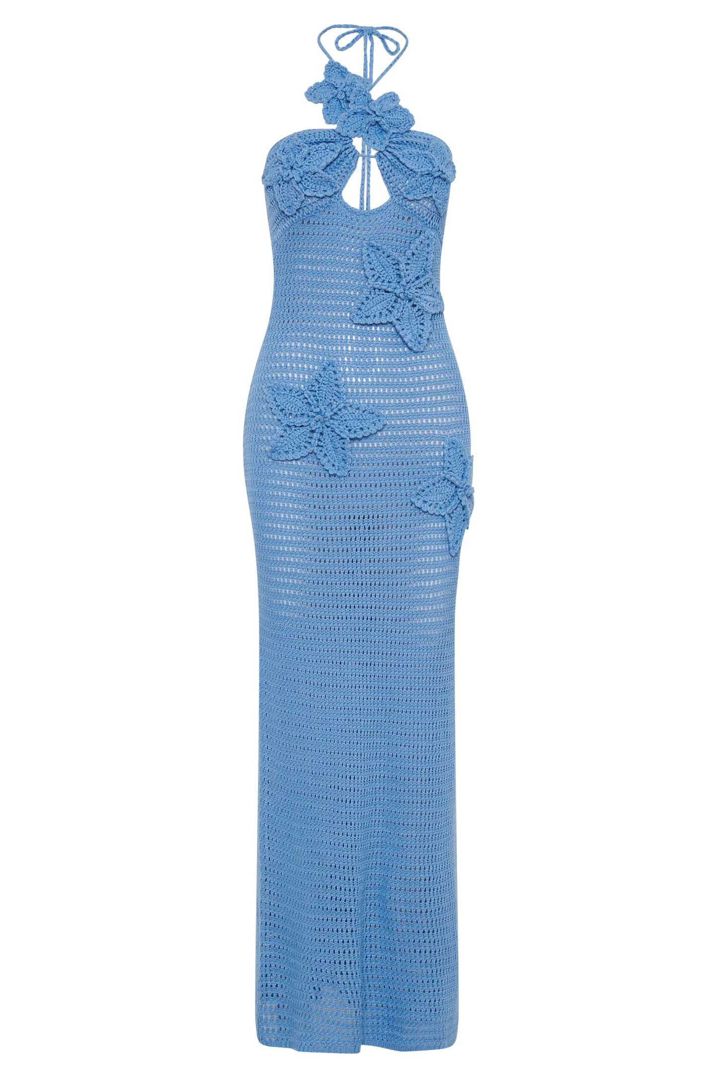 Floral Crochet Maxi Dress - Cornflower Blue | MESHKI US
