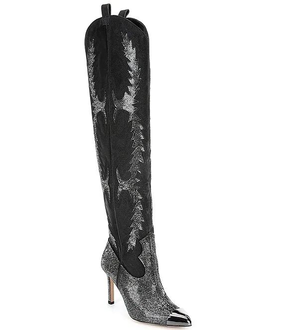 Katyanna Over-the-Knee Rhinestone Embellished Western Dress Boots | Dillard's