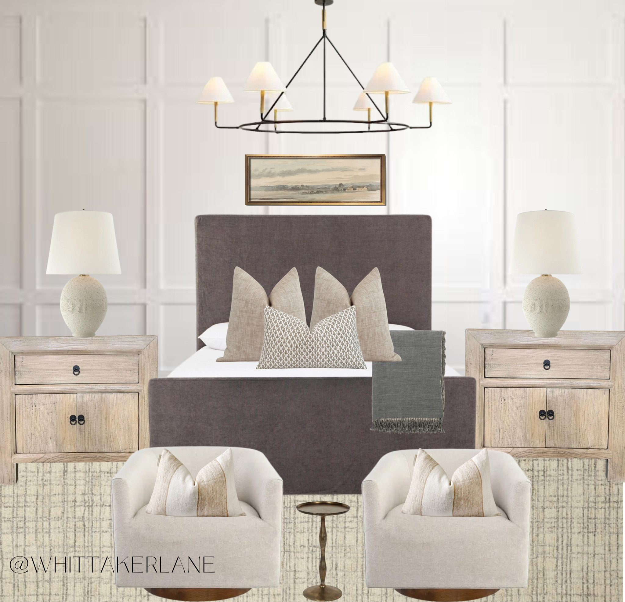 Master bedroom, master bedroom inspo, transitional bedroom, light fixture, studio McGee, McGee and co, McGee and co dupe, throw pillows, pillow combo, light and airy, accent chairs, rug, affordable furniture 

#LTKhome #LTKMostLoved 

#LTKU