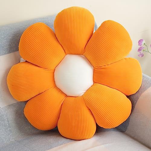 ZAKUN Flower Pillow, Daisy Flower Throw Pillows, 23.6" Cute Flower Shaped Pillow Seating Cushion, Aesthetic Flower Decorative Pillows for Sofa Couch Bed Room Décor, Orange | Amazon (US)