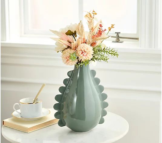 Scalloped 10" Ceramic Vase by Bright Bazaar | QVC