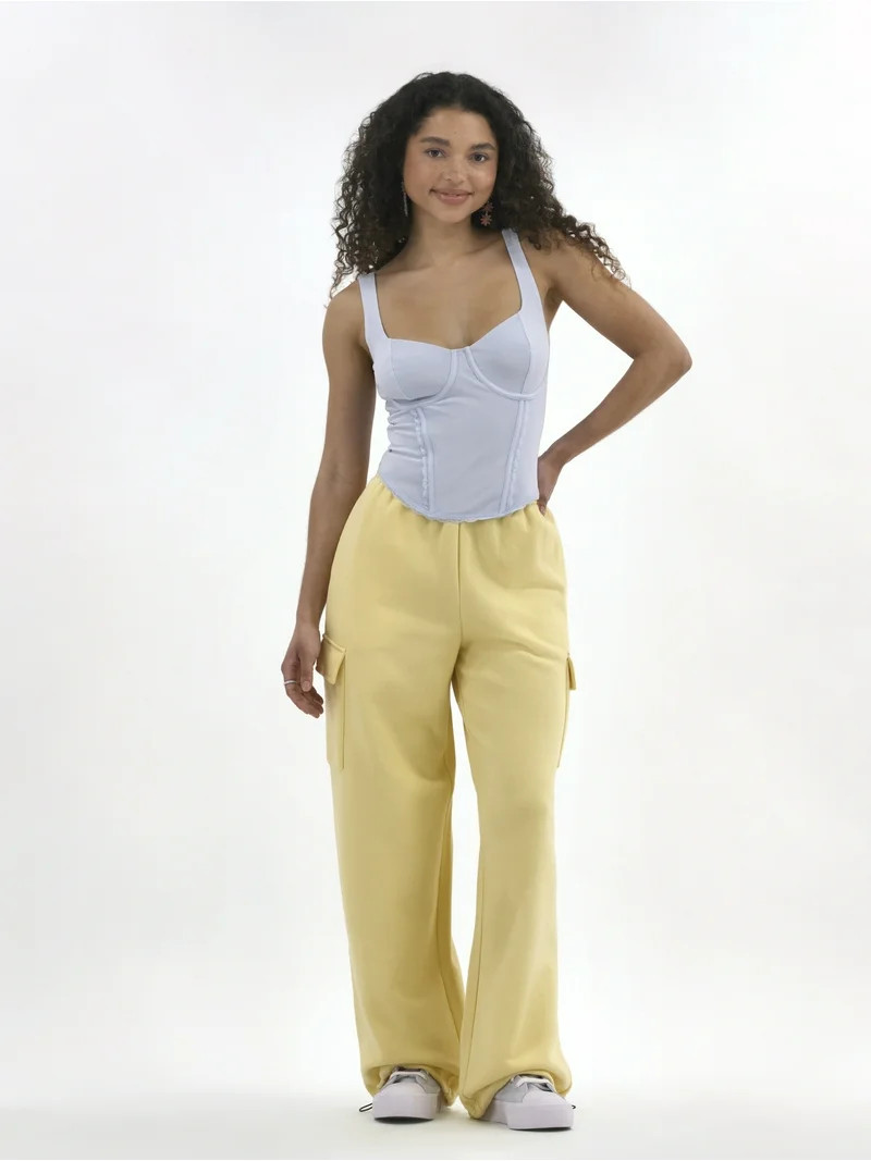 No Boundaries Soft Fleece Cargo Jogger Sweatpants, 29" Inseam, Women’s | Walmart (US)