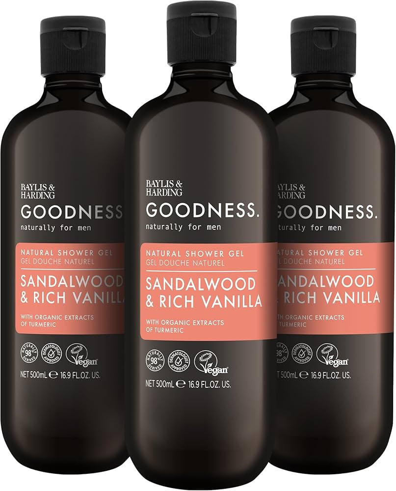 Baylis & Harding Goodness Men's Sandalwood & Vanilla Natural Body Wash, 16.9 fl. oz (Pack of 3) -... | Amazon (US)