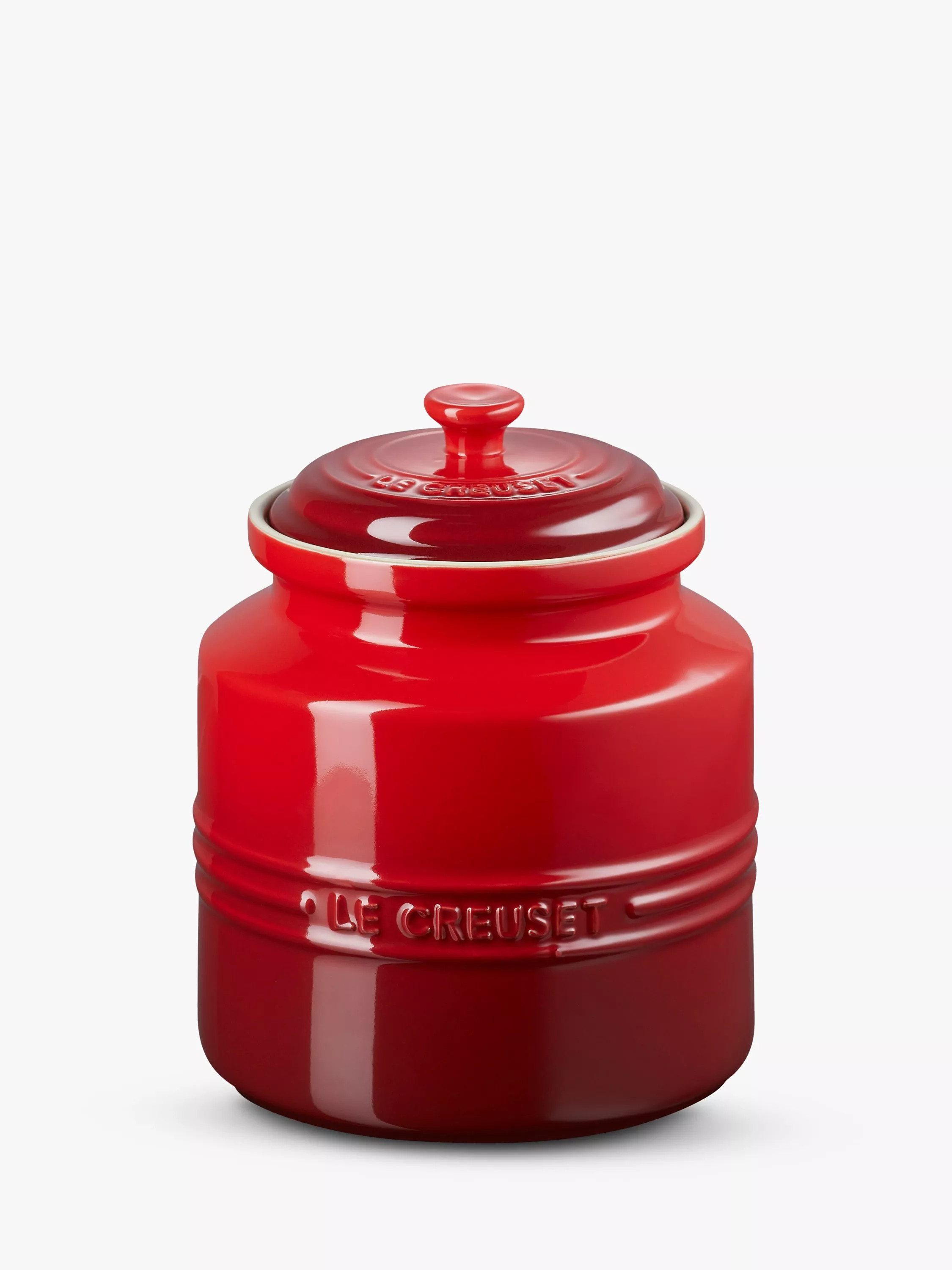 Le Creuset Stoneware Biscuit/Cookie Jar, 2.4L, Cerise | John Lewis (UK)