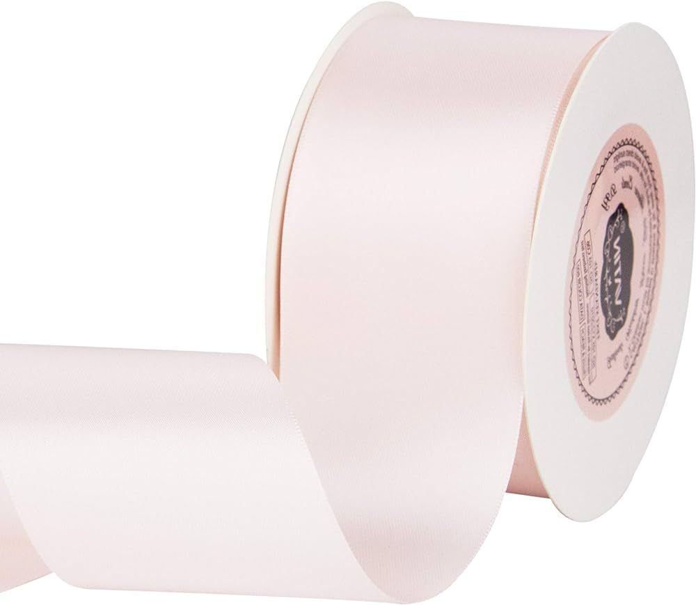 VATIN 2 inches Solid Blush Pink Continuous Double Faced Polyester Satin Ribbon for Craft, Gift Wr... | Amazon (US)
