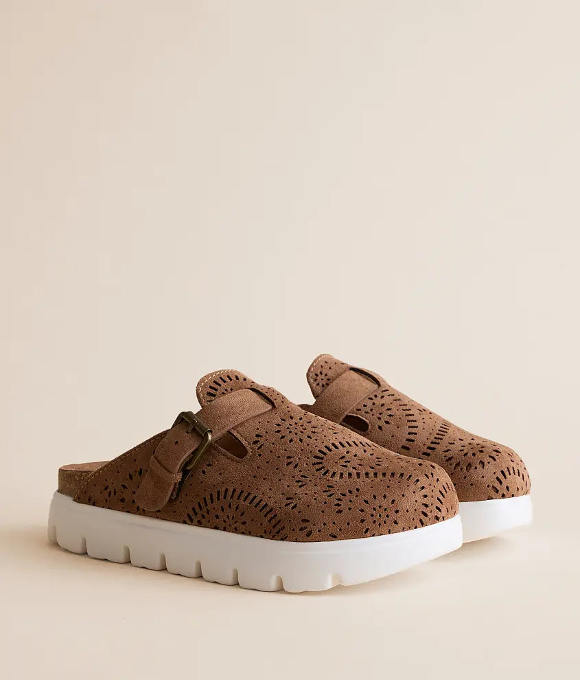 Lulu Laser Cut Platform Clog | Buckle