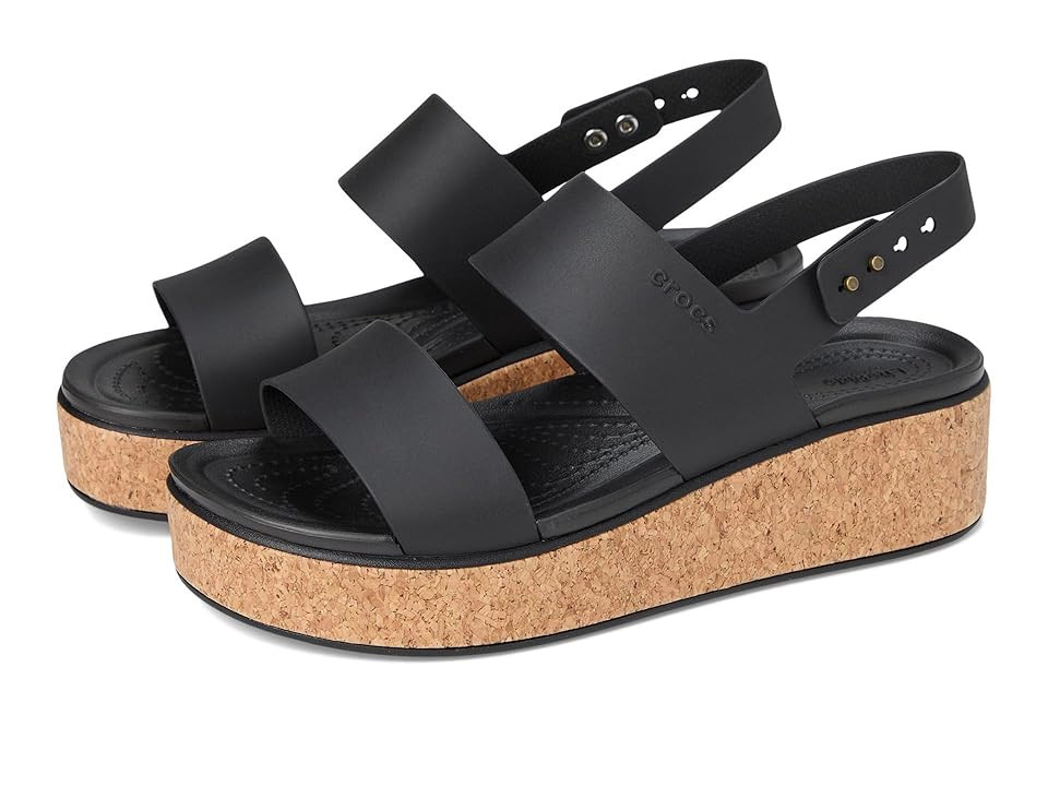 Crocs Brooklyn Cork Low Wedge Women's Sandals Black/Black : 10 M, Synthetic | Zappos